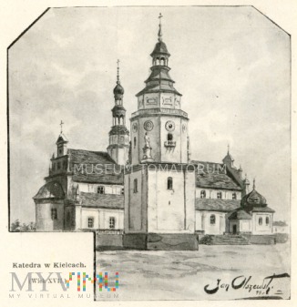 Kielce - Katedra 1899 - rys. Olszewski
