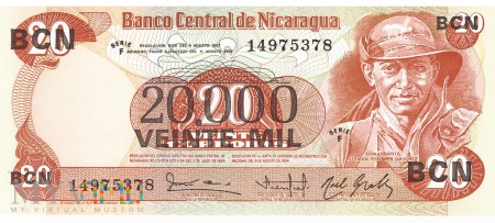 Duże zdjęcie Nikaragua - 20 000 córdob (1987)