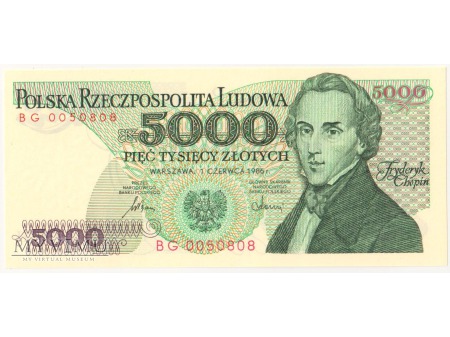 5000 złotych 1986 rok seria BG