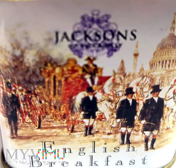 puszka herbaty z firmy Jacksons z motywem konii