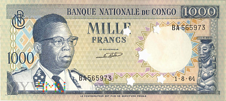 D.R. Konga - 1 000 franków (1964)