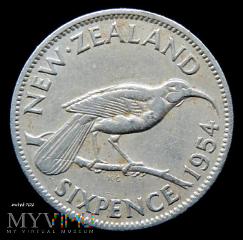 Nowa Zelandia 6 pensów 1954