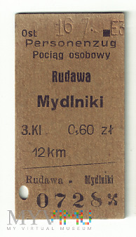Bilet Rudawa - Mydlniki 1940