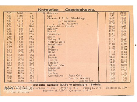 Rozkład jazdy Śląskich Linii Autobusowych 1938