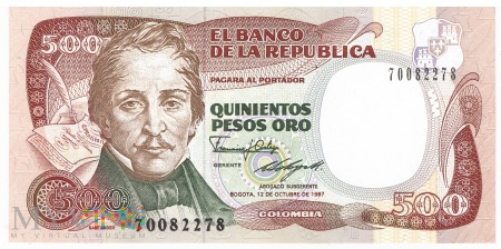 Kolumbia - 500 pesos oro (1987)
