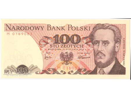 100 złotych 1975 rok seria M