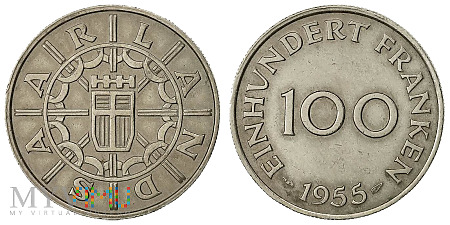 Duże zdjęcie 100 franków, 1955, (Saarland)