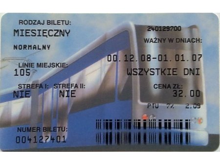 Bilet MPK Kraków 75