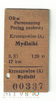 Bilet Krzeszowice - Mydlniki 1940 r.