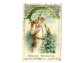 c. 1900 Święty Mikołaj w białym stroju pocztówka