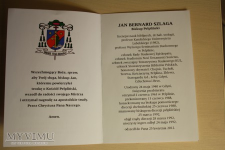 Obrazek pogrzebowy Ś.P Bpa Jana Bernarda Szlagi