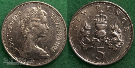 Wielka Brytania, 5 new pence 1978