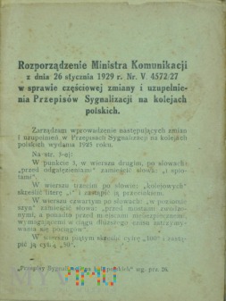 1929 - Zmiany i uzupełnienia Przepisów Sygnal.