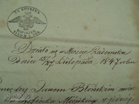 kontrakt sprzedaży i kupna, rok 1847