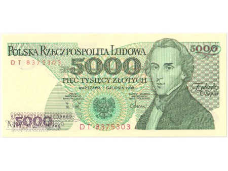 5000 złotych 1988 rok seria DT