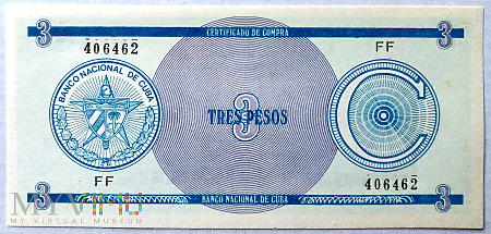 Kuba 3 pesos 1987