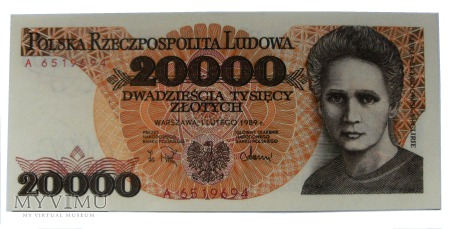 20 000 złotych 1989 rok.