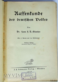 RASSENKUNDE DES DEUTSCHEN VOLKES 1925