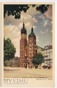 Kraków - Rynek - Kościół Mariacki - lata 30-te