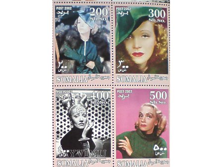 Marlene Dietrich Somalia 2002 Blok znaczki