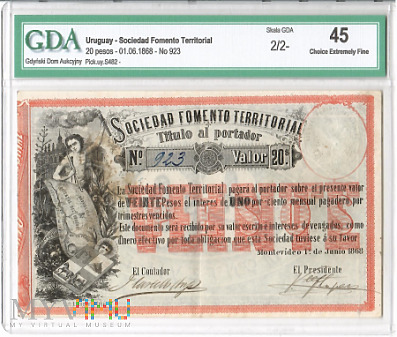 Urugwaj 20 Pesos 01.06.1868 r