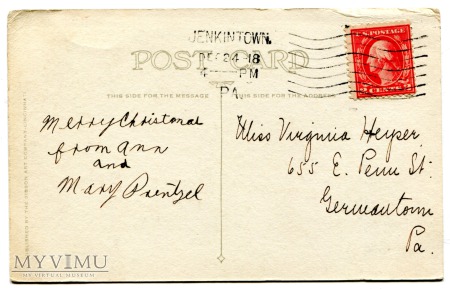 Święty Mikołaj amerykański c. 1918 pocztówka