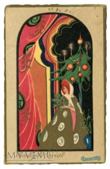 1931 Wesołych Świąt Sofia Chiostri Włochy Art Deco