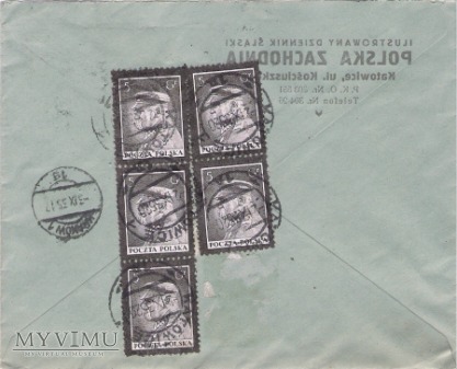 Koperta Znaczki Żałobne Fi 273 Katowice 2.09.1935
