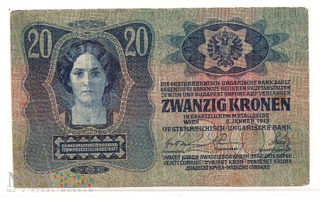 Austro - Węgry.3.Aw.20 koron.1913