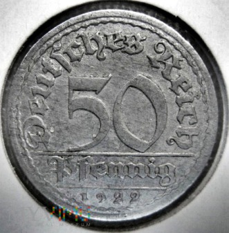 50 fenigów 1922 r. Niemcy (Republika Weimarska)