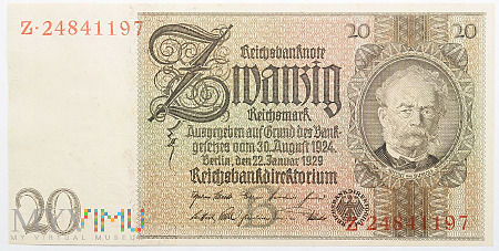 Niemcy - 20 reichsmark, 1929r. UNC