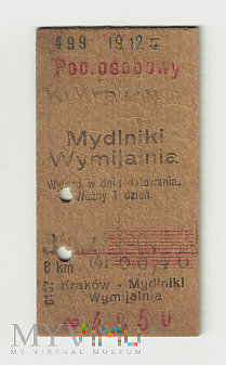Bilet Kraków - Mydlniki Wymijalnia 1941 r.