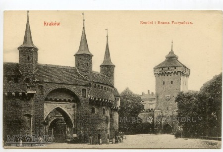 Kraków - Barbakan i Brama Floriańska - 1903