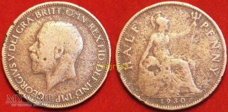 Wielka Brytania, half penny 1930