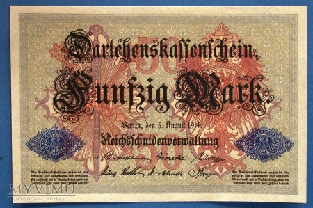 Duże zdjęcie 50 Mark 1914 r - Darlehenskassenschein