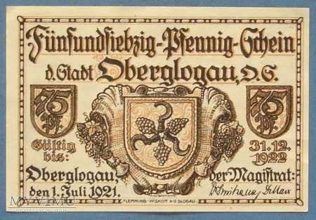 75 Pfennig 1921 r - Oberglogau - Glogowek