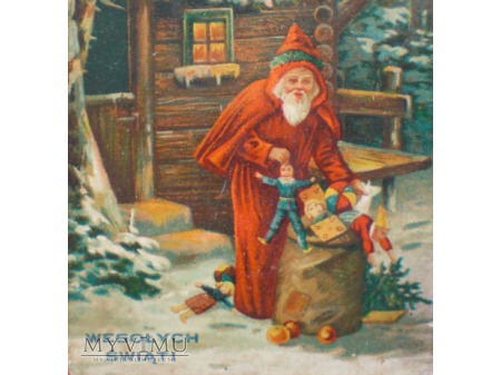 Święty Mikołaj z zabawkami Wesołych Świąt 1932