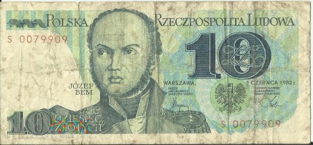 Banknot 10 złotych 1 czerwca 1982