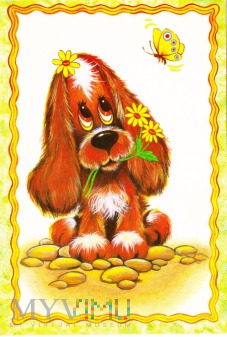 Pies z kwiatkiem