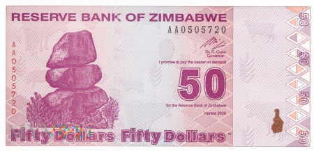 Zimbabwe - 50 dolarów (2009)