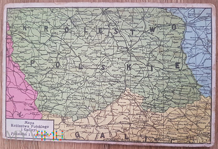 Kartka mapa Królestwa Polskiego 1915