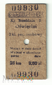Bilet Trzebinia - Oświęcim albo Miejsce p. Płaza