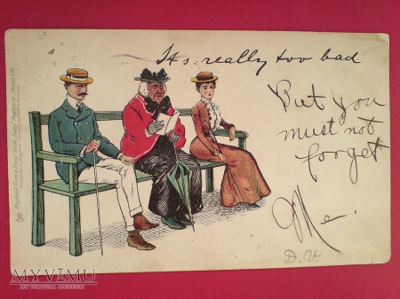 c. 1904 Flirt na ławeczce w parku Podryw dama