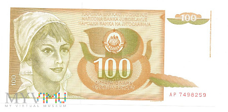 Jugosławia - 100 dinarów 1990r.