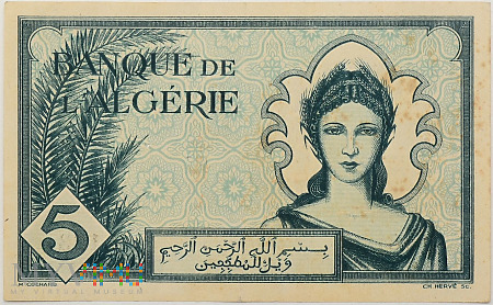 Algieria - 5 franków, 1942r.