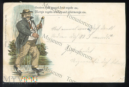 Pocztówka artystyczna - Ciągle pada - 1903