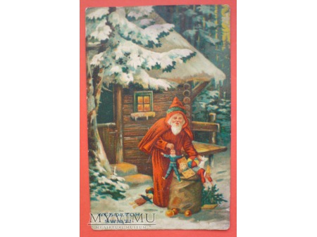 Święty Mikołaj z zabawkami Wesołych Świąt 1932