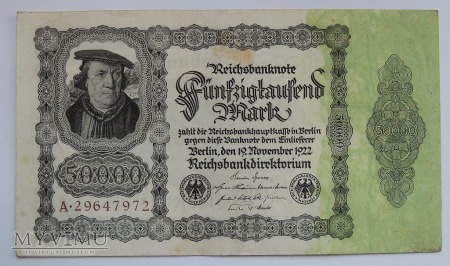 Duże zdjęcie 50 000 marek 1922 Reichsbanknote